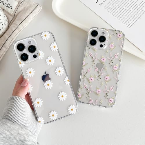 Simple Fresh Floral iPhone 14/15 Plus Case, Soft TPU Shockproof - Purple
