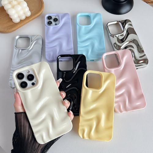 Caseative iPhone 15 Pro Max Case - Light White Water Ripple Design