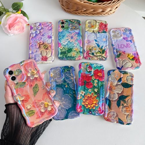 Caseative iPhone 12 Retro Flower Case, Multicolor Wireless Charging Compatible