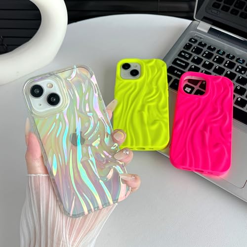 Water Ripple Chrome Wave Pattern iPhone 15 Case (Clear)
