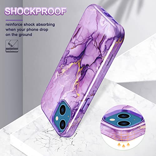 Stylish Purple Floral Case for iPhone 13/14 – Slim, Shockproof, Military Grade Protection for Women and Girls