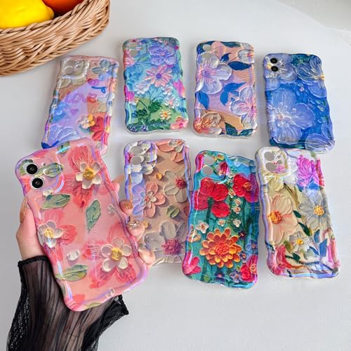 Caseative Retro Floral Oil Painting Case for iPhone 11 (Purple)