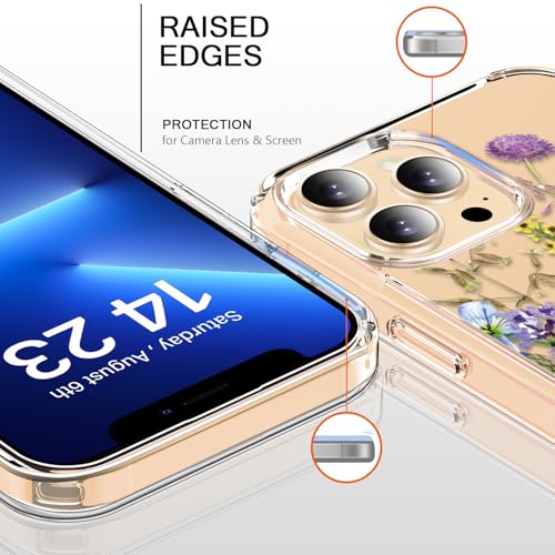 Fashionable Blooming Flowers Case for iPhone 13 Pro Max - Screen & Camera Lens Protection - Shockproof Acrylic Clear Cov