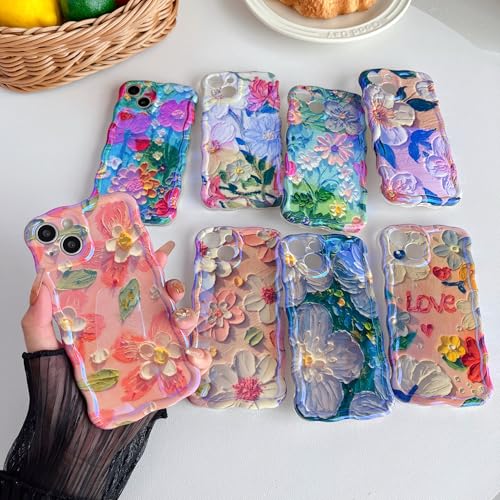 Retro Flower Floral Oil Painting iPhone 13 Case in Purple