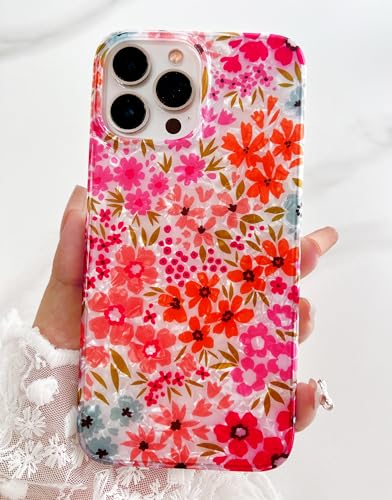 Qokey Pink Floral Case for iPhone 16 Pro Max - Lightweight, Shockproof Soft Bumper for Girls and Women